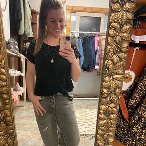 Black t shirt blouse